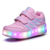 Tenis Patines Niñas De Ruedas De Dos Ruedas Con Luces Led