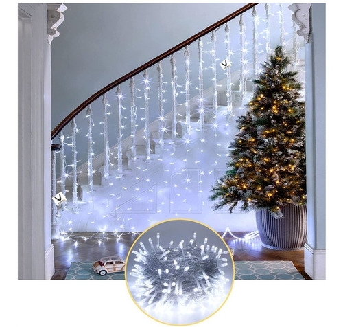 Luz Cascada 6x1 Metros 320 Led Luces Navidad Blanca 6x1