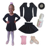 Roupa De Ballet C/ Collant Manga Longa Infantil Juvenil, K6