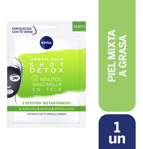 Mascarilla En Tela Nivea Urban Skin Shot Detox 10 Minutos