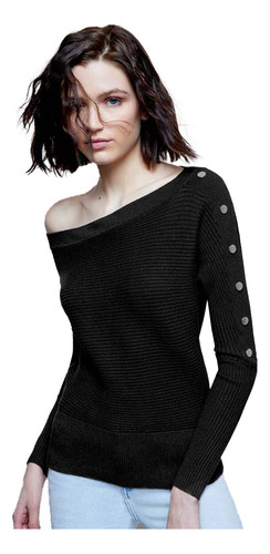 Blusa Negro Escote Hombro Libre Para Mujer Holly Land Wn17