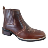 Bota Couro Botina Country Bico Quadrado Texana Rodeio R 3140