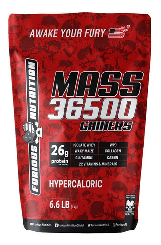 Hipercalórico Mass 36500 3kg - Ganho De Volume Corporal