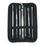 Extrator Cravos Espinhas Acne Kit 7 Curetas Inox Com Estojo