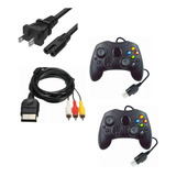 Pack 2 Control+cable Video Audio+corriente Para Xbox Clasico