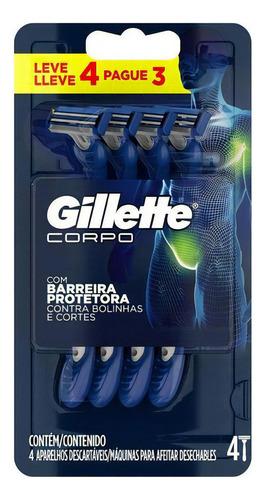 Aparelho De Barbear Gillette Corpo 4 Unidades