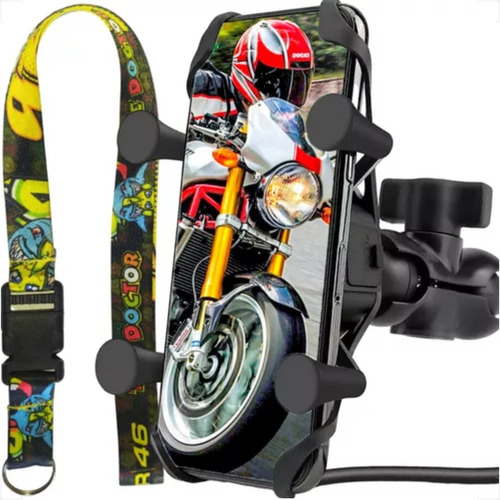 Suporte Celular Motocicleta Com Carregador Universal Usb 