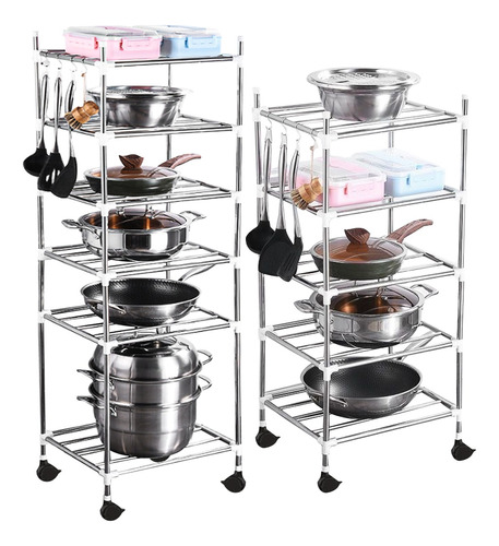 Carrito Organizador De 6 Niveles Para Cocina Baño Plateado