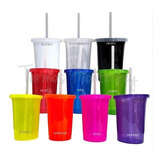 250 Vaso Neon Tapa Y Popote 16 Oz No Personalizado Termo