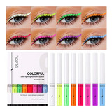 Set De 8 Delineadores Líquidos Uv Neon, Colores Mate, Waterp