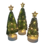 Decoración Navideña Mini Árbol De Navidad Con Luces Set De 3