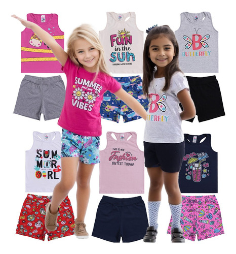 8 Kit Lote Roupa Infantil Crianças Menina Feminina Atacado