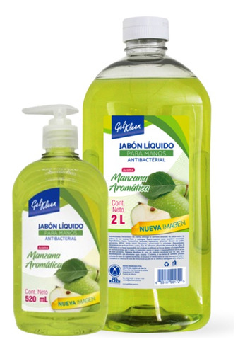 Jabon De Manos Gel Kleen Manzana 520ml Más Relleno 2l