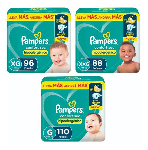 Pampers Confort Sec Plus G / Xg / Xxg Mes Consumo