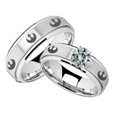 Par Anillos Plata .925 Star Wars Amor Pareja Compromiso Boda