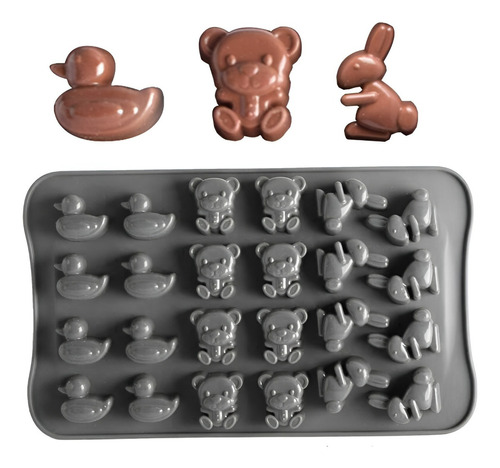Moldes De Chocolate Molde Chocolate Silicona Conejo Oso Pato Color Gris 865