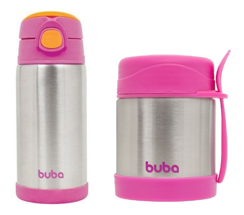 Pote Térmico 350ml + Garrafa Térmica 400ml Buba ® Rosa