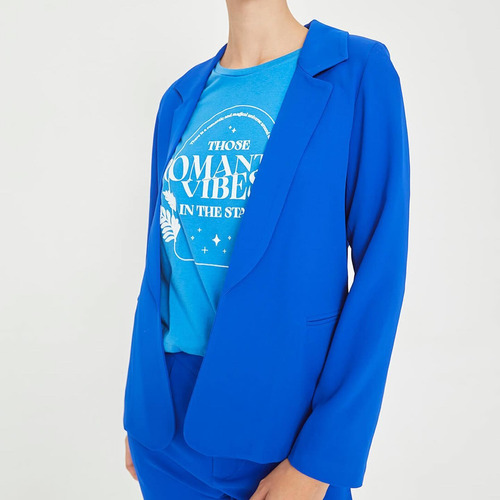 Blazer Mujer Azul Fiesta Conjunto Malabia