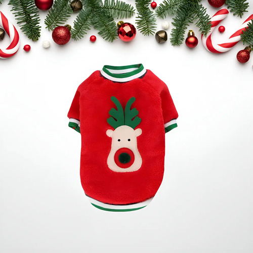 Ropa- Suéter De Navidad Rojo Y Verde Perro - Gato