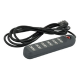 Alargador Multiple Negro 6 Tomas, 5mts, Con Interruptor Lexo