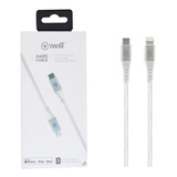 Cabo Tipo C Mfi Homologado 1m Para iPhone 7 8 X Xr 11 12 13 Cor Branco