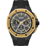 Relógio Orient Masculino Cronógrafo Dourado Preto Esportivo Cor Do Fundo Grafite