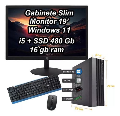 Mini Desktop + Monitor 19 Intel Core I5 3ª 16gb 480gb Win11