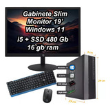 Mini Desktop + Monitor 19 Intel Core I5 3ª 16gb 480gb Win11