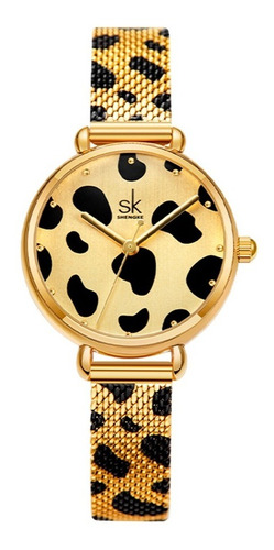 Reloj De Mujer Sk Animal Print Color Gold