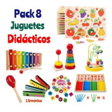 Pack 8 Juguetes Didacticos De Madera Para Bebe Niños 