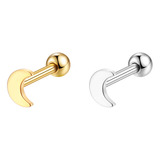 Piercing Helix Flat Conch Minibarbell Aço Cirúrgico Pvd Lua