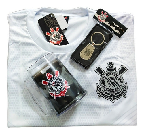 Kit Presente Corinthians Oficial- Camisa / Caneca / Chaveiro