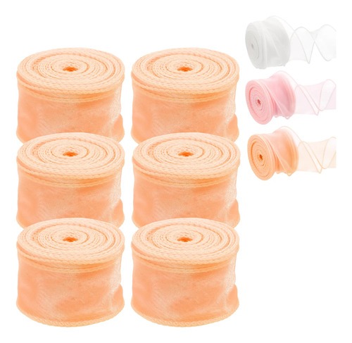 6 Rollos Liston Organza Cola Pez 4cm Merceria Decoracion 54m | Meses sin interés