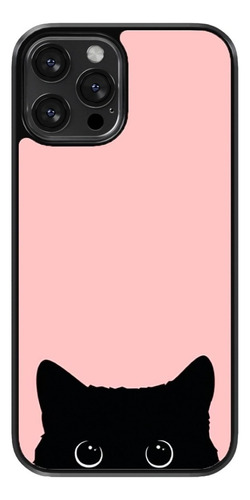 Funda Para Celular Gato Negro Fondo Rosa Ojos Cara Orejas