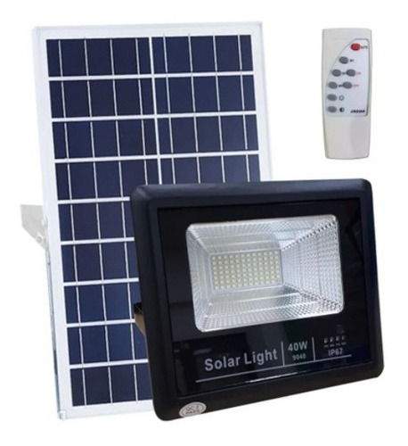 Foco Solar 40w + Panel Solar + Control 