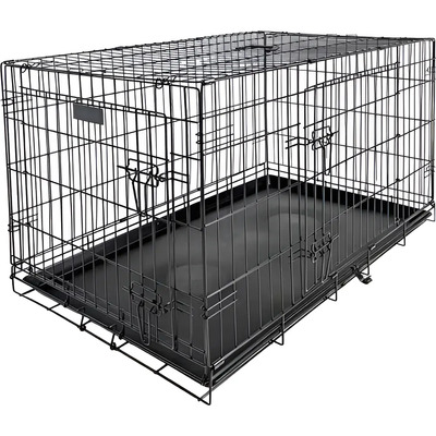 Transportadora jaula metálica para mascotas grande plegable color negro | Envío gratis