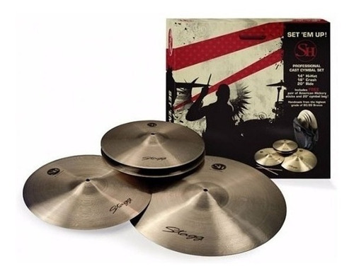 Set De Platillos Stagg Sh B20 Hi Hat + Crash + Ride + Funda