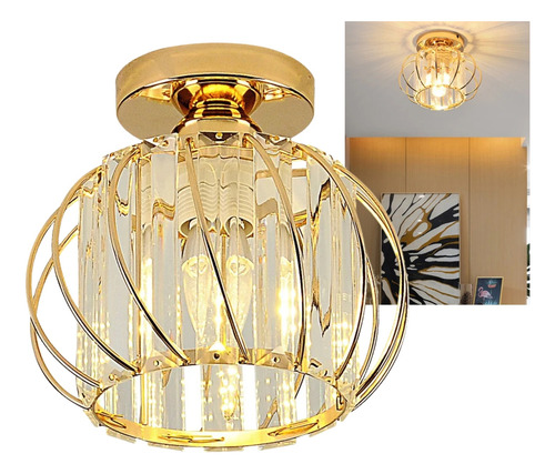 Lustre Luminária Teto Cristal Aros Redondo Clássico E27 Luxo