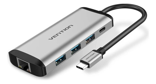 Adaptador Vention 5 En 1 - Tipo C / Usb 3.0 / Rj45