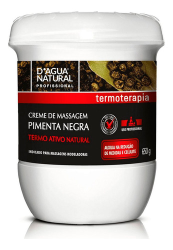 Creme De Massagem Pimenta Negra 650g Dagua Natural