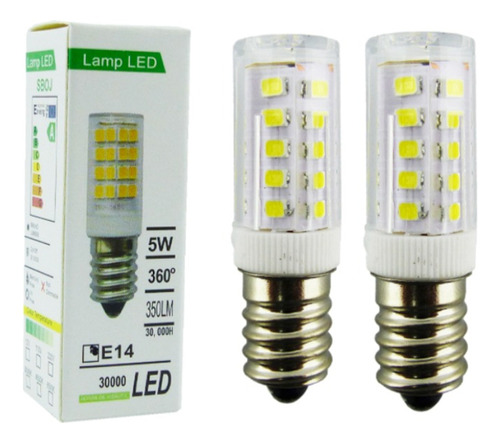 X2 Ampolleta Led E-14 Con 33 Led 5w Luz Fría 2 Unidades 