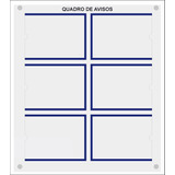 Quadro De Aviso E Gestão Com 6 Displays H A4 Acrílico Azul