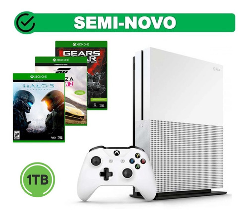 Xbox One S 1tb + 3 Jogos Completocom Nota 10x Sem Juros