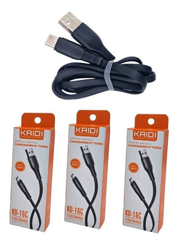 Kit 3 Cabos Usb Celular V8 Android Kaidi 