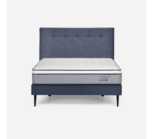 Cama Indie 2 Plazas Pata Acero Bn +respaldo New Bennet Denim