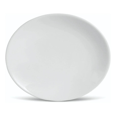 04 Travessas Pratos Oval Steak 30 Cm Porcelana Branca Branco