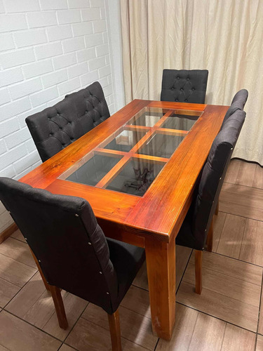 Comedor 6 Sillas Madera Y Vidrio