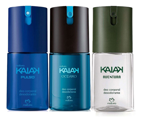 Kit Perfume Deo Corporal Kaiak Aventura + Kaiak Pulso + Oceano Masculino Da Natura 100ml