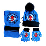 Gorro +  Bufanda + Guantes Spiderman Hombre Araña