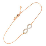 Pulsera De Oro De 14k Rose Cz Clara Infinity Colgante (7,50 